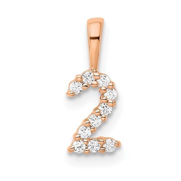 Kazi Luxury 14k Rose Gold Diamond Number 2 Pendant
